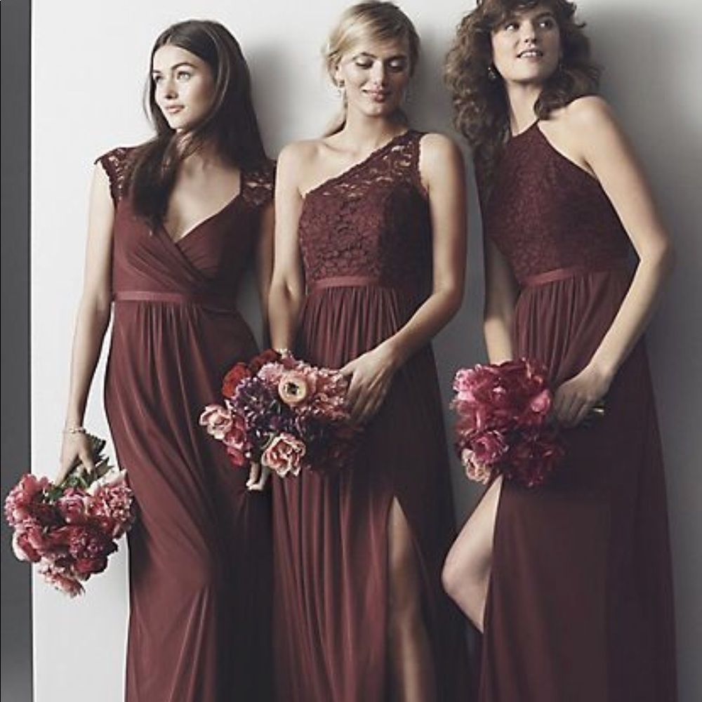 OPEN-BACK LACE AND MESH BRIDESMAID DRESS size 4